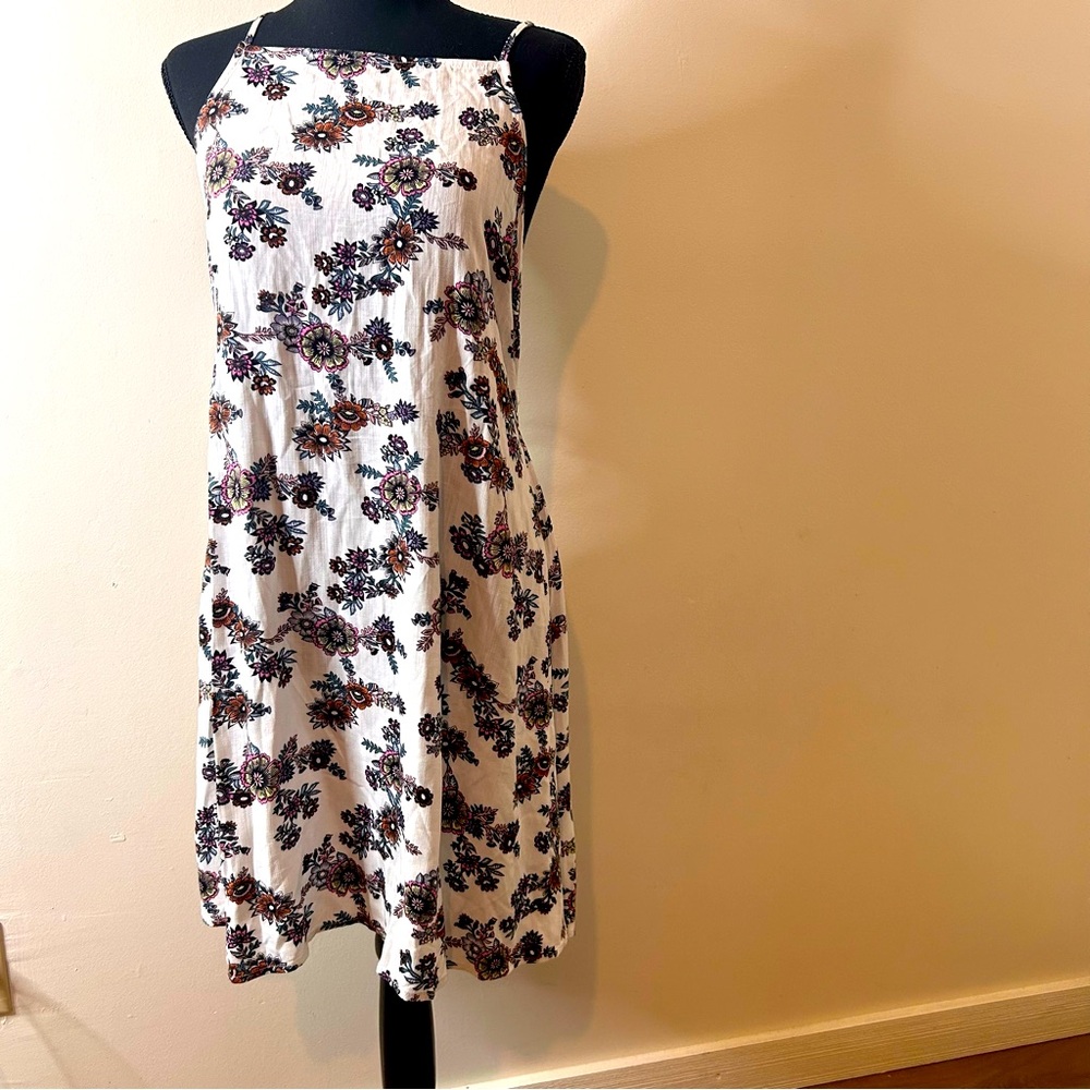 ONeill Floral Mini Dress Womens XL Cutout Smocked Back